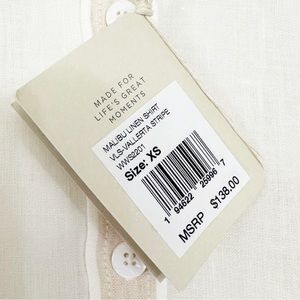 Faherty linen tan and white strip shirt. New without tags